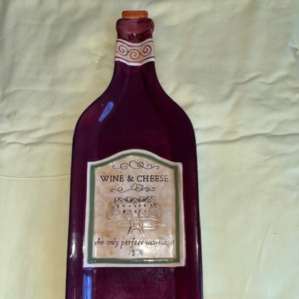 Wine Bottle shape cheese / spread serving tray by Grasslands Road